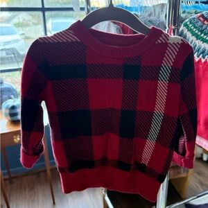 Plaid Red and Black Toddler Sweater